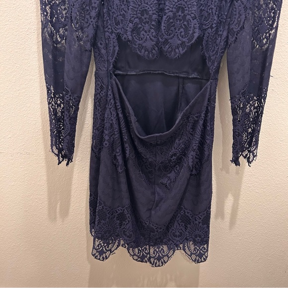 Hello Molly Navy Lace Long Sleeve Mini Dress Size 4 Small - Picture 9 of 14
